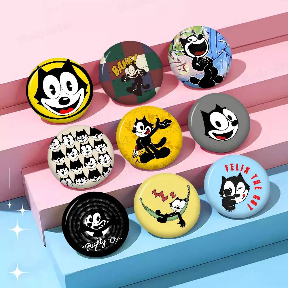 classic cartoon Felix the Cat 58mm Anime Figure Icon Badge Handmade Tinplate Brooch for Backpack Clothes Chest Ornament Gifts