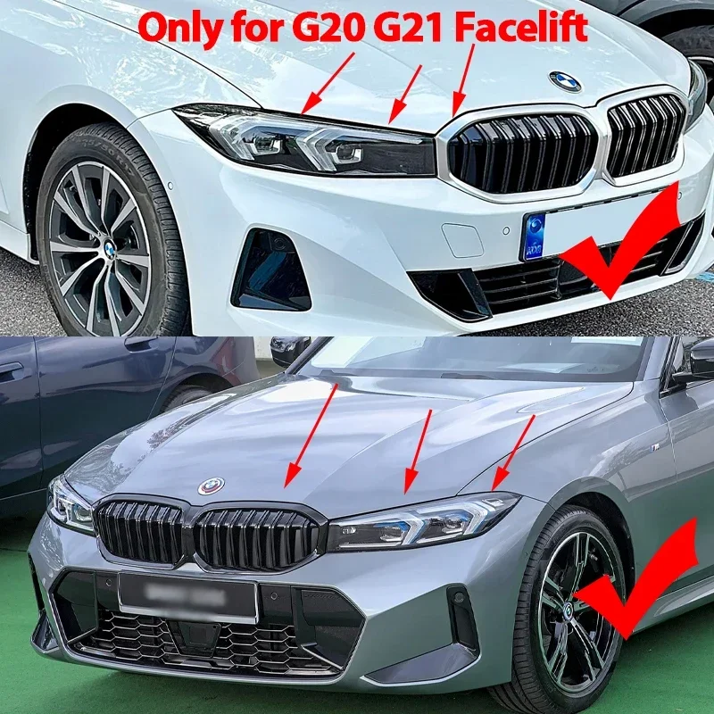 New LED Light High Quality ABS Styling Front Kidney Grille Dual Slat Grille For BMW New 3 Series G20 G21 Facelift LCI 2023-2024