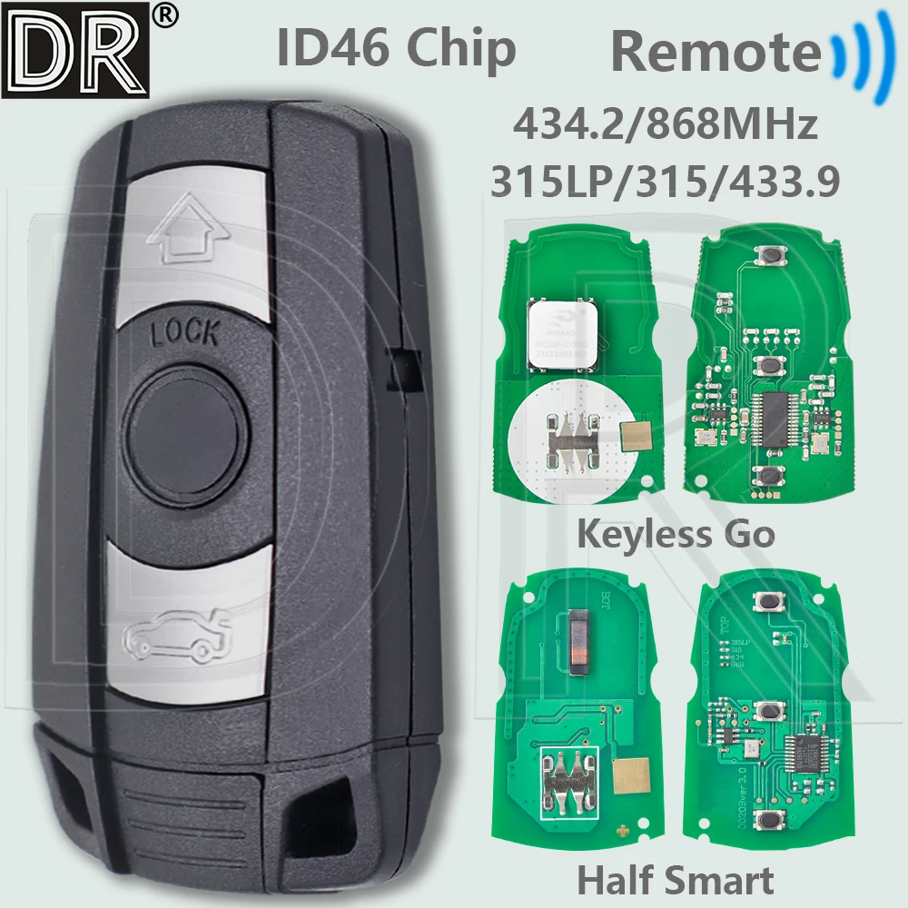 

Система DR CAS3 ID46 Чип 315/434/868 МГц Half Smart/Keyless Go Автомобильный дистанционный ключ для BMW 1 3 5 X3 X5 X6 E60 E61 E70 E71 E87 E90 Z4