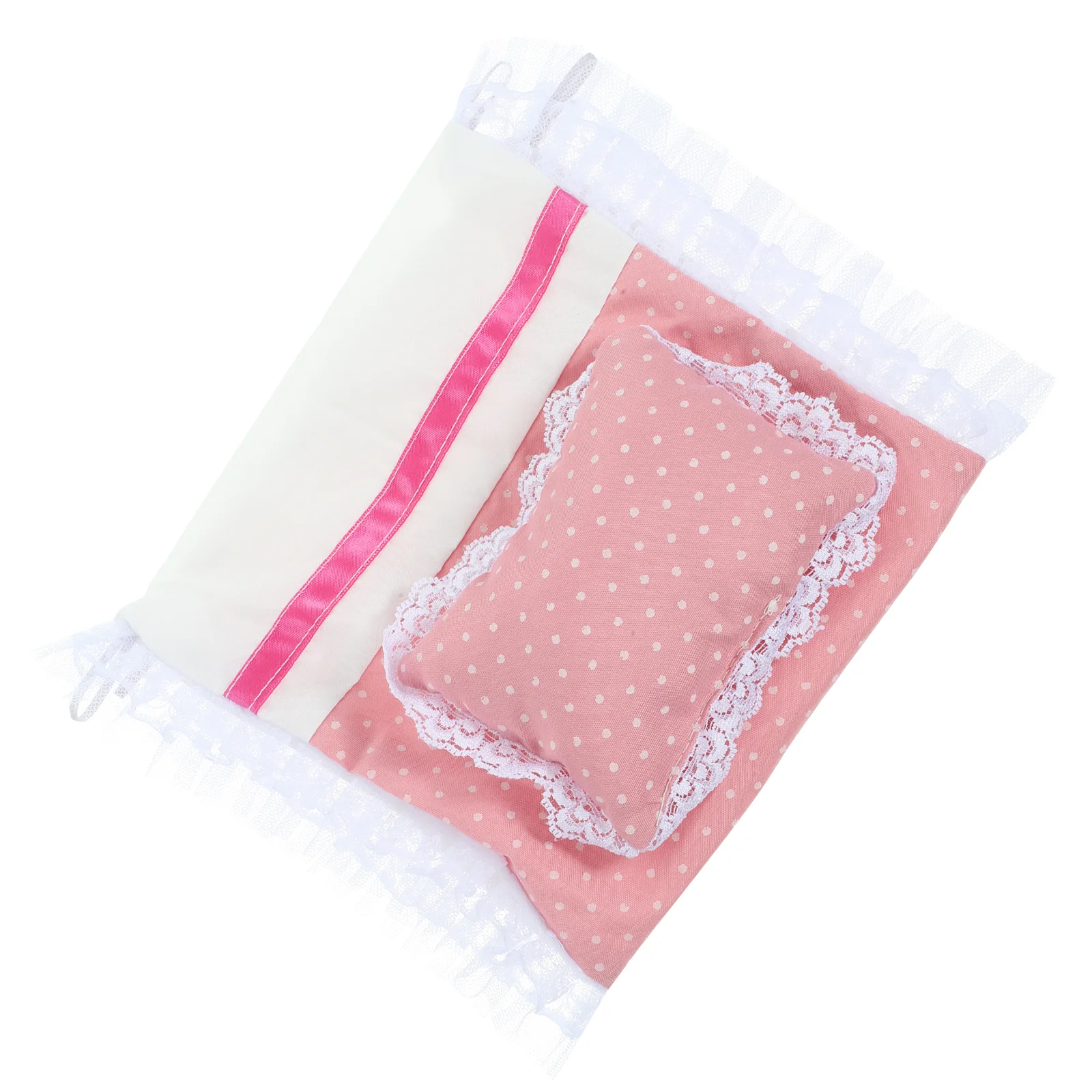 Decorate Pink Sheet Pillow Quilt Accessories Set Dolls Mini House Bed Supplies Cotton Bedding