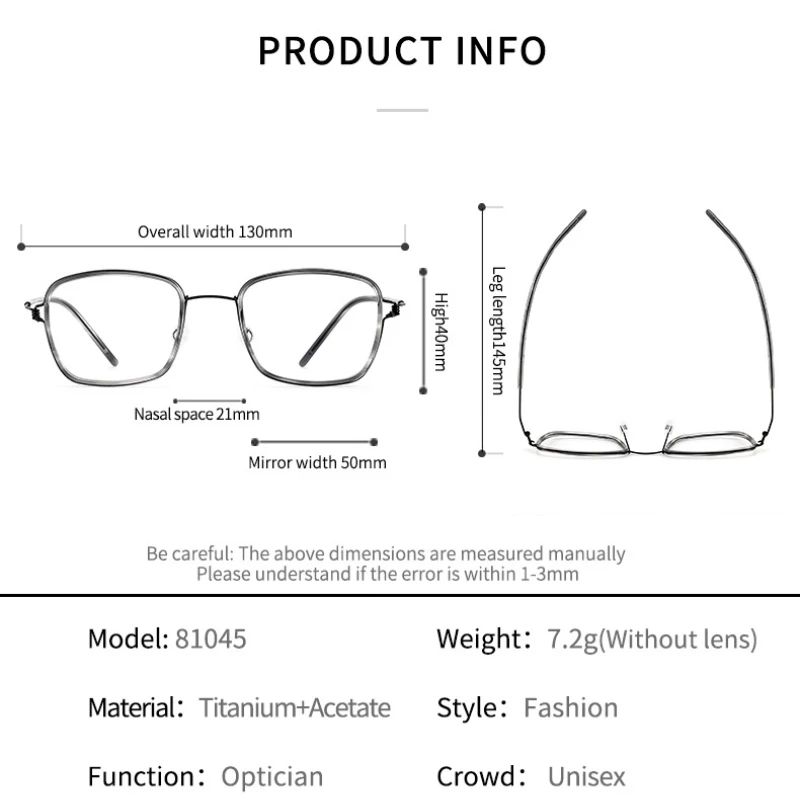 STYLENS Designer Designs Acetate Pure Titanium Prescription Eyewear Men Women Screws Anti Blue Light Progressive Eyewear 81045