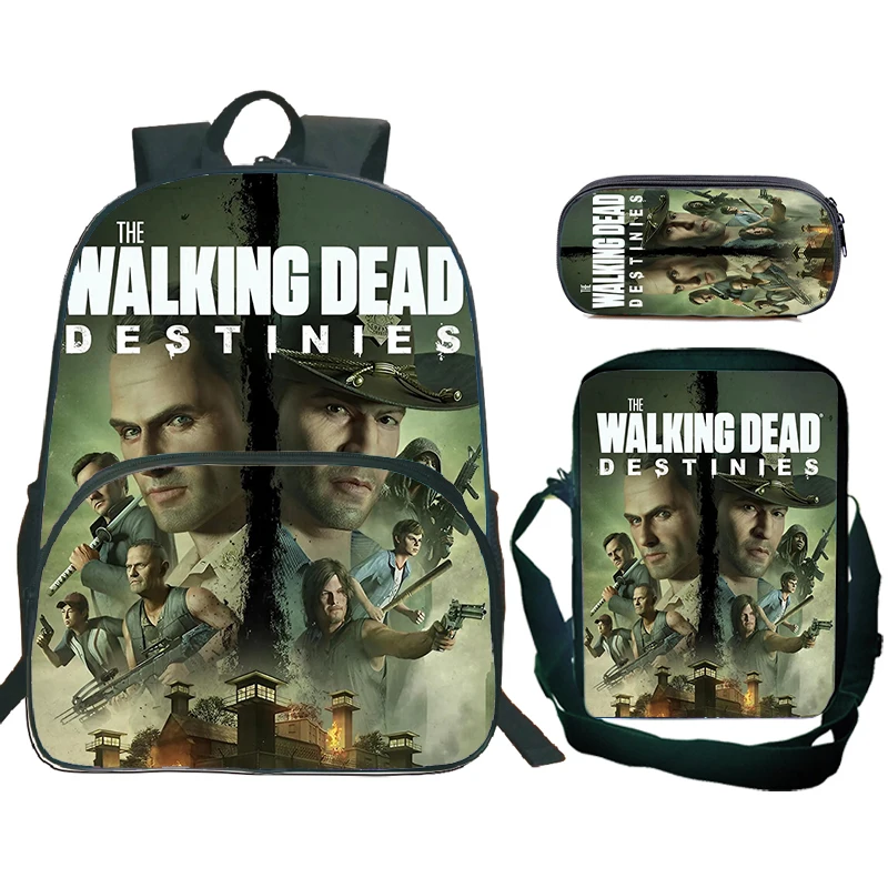 

The Walking Dead Child School Backpack With Shoulder Bag Pencil Bags 3pcs Set Horror TV School Bags for Boys Girls Best Gift