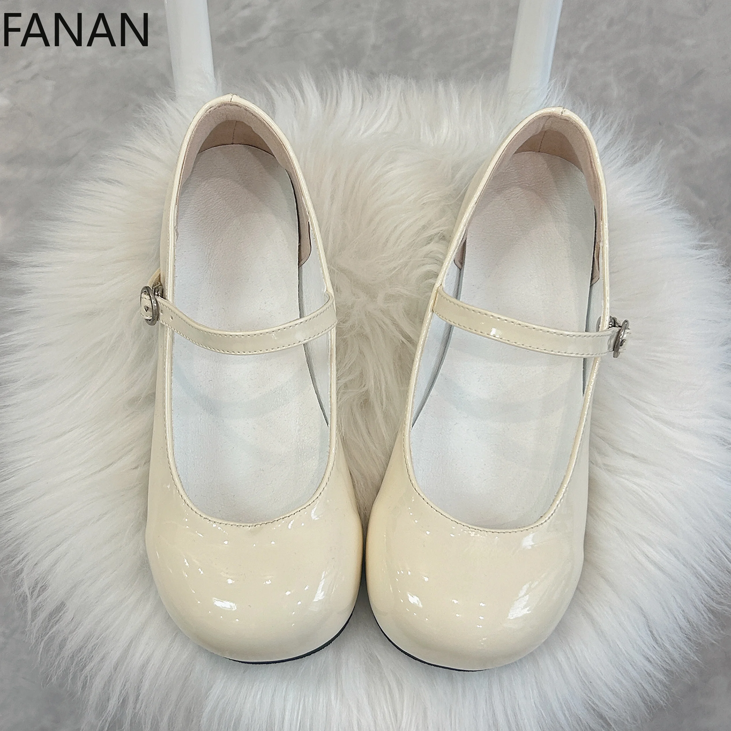 أحذية لوليتا الحلوة للنساء ذات نعل سميك وكعب صيفي ورأس مستدير لطيف كاجوال مسطح من جلد الأميرة ماري جين أحذية فردية