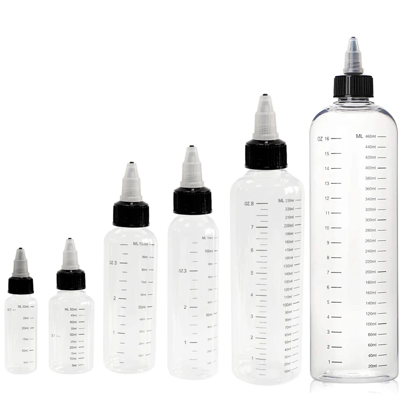 

Пустые пластиковые градиентные бутылки, 10 шт., 30-500 мл, бутылка для жидкости, образец жидкости, смешивание краски, пигмент, Цветовая проекция