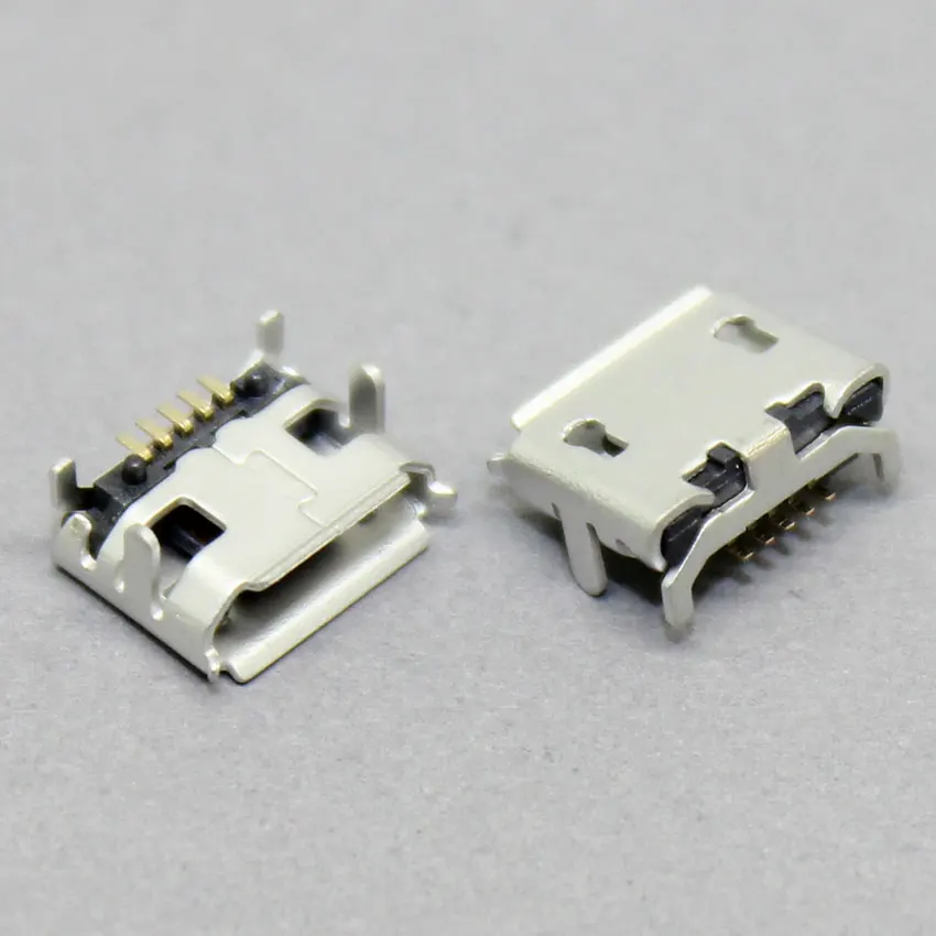 100pcs micro USB 5pin jack Ox horn Four leg plate socket Female socket USB connector Ox horn short needle 5P mini usb