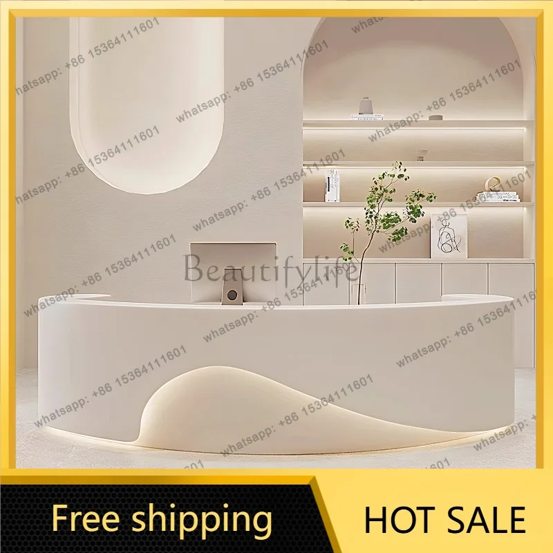 XX.Beauty Luxury Reception Desks Modern Shelves Unique Welcome Long Desks Organizers Design Simple Escritorio Trendy Furniture