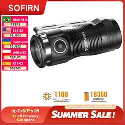 SOFIRN SC13 Tactical Flashlights 1300lm Rechargeable18350 6000K Black Green Keychain 519A/SST40 LED Emergency Mini Torch