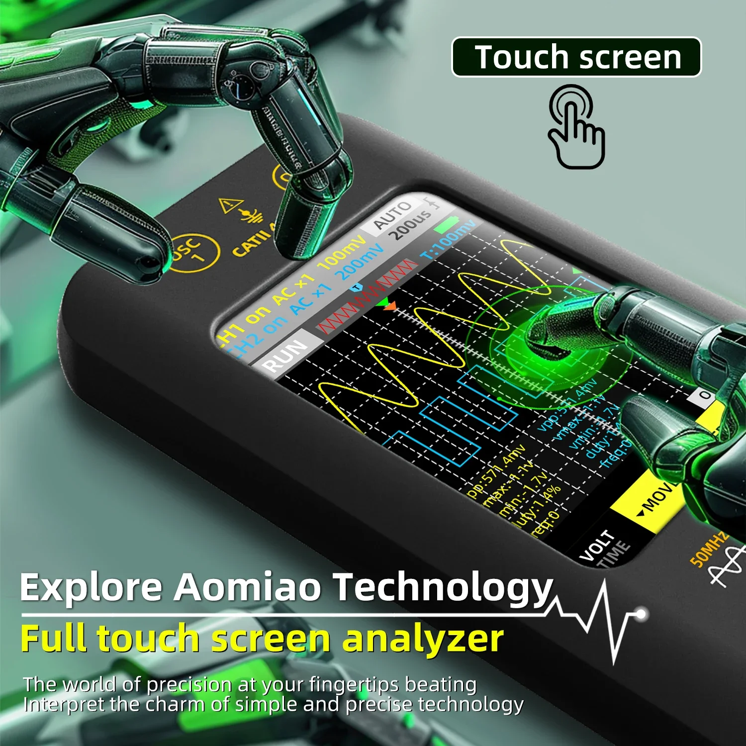 BSIDE O2 Touch Screen Digital Oscilloscope+Signal Generator Dual Channel 50MHz Automatic Osciloscópio Tools Graphic Tester