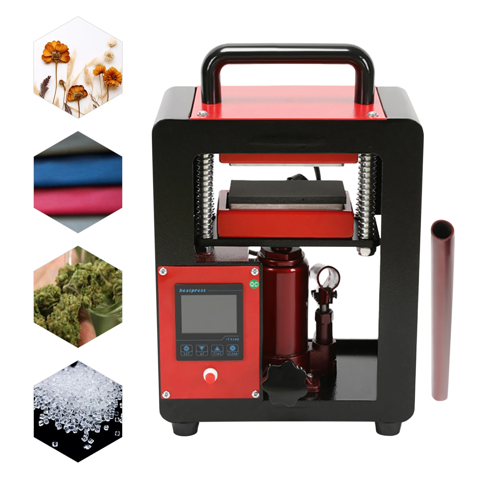 5 Ton Hydraulic Heat Press Machine, 900W Mini Hot Press Stamping Machine with 2.4'' X 4.7''Dual Heating Plate