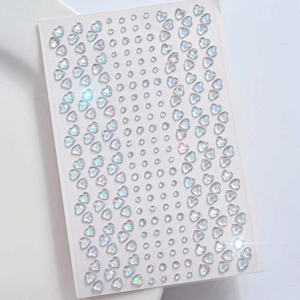 1 Stücke 3D Schillernde Liebe-Herz Gesicht Edelsteine Selbstklebende Aufkleber Sparkle Diamant Temporäre Tattoos für Kind Gril Auge Körper Make-Up