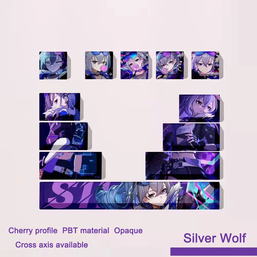 Honkai Impact 3 Keycap 12Key/Set Anime Character Sparkle Therma Sublimation Cherry Profile Mechanical Keyboard Supplement Keycap