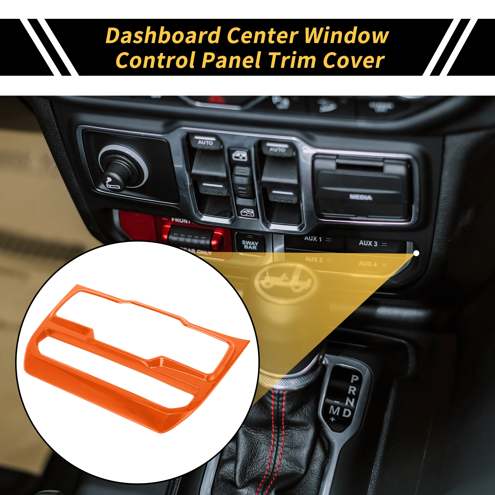 

UXCELL 1 Pc Dashboard Center Window Control Panel Trim Cover for Jeep Wrangler JL JLU 18-24 ABS Orange