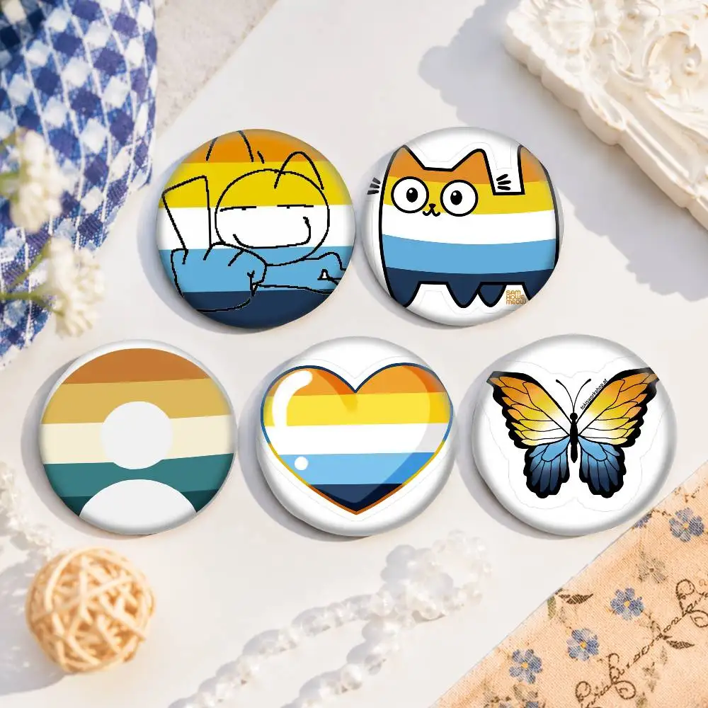A-Aroace Pride Art Badges Button Round Creative Pin Brooch Badge Bag Decor Accessories Fans Collect Friends Gifts