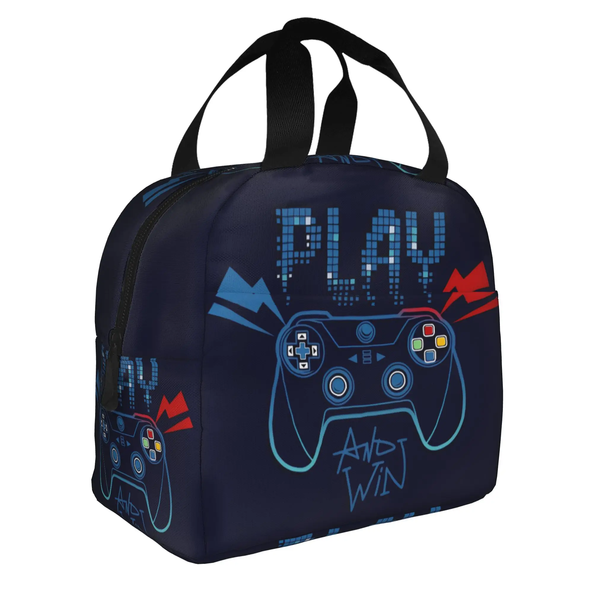 Game Controller Insulated Lunch Bag for Women Leakproof Colorful Cartoon Thermal Cooler Lunch Box Office Work School