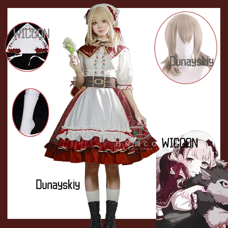 

Project Sekai Cosplay Costume Azusawa Kohane Little Red Riding Hood Lolita Dress Wig Halloween Graduation Party