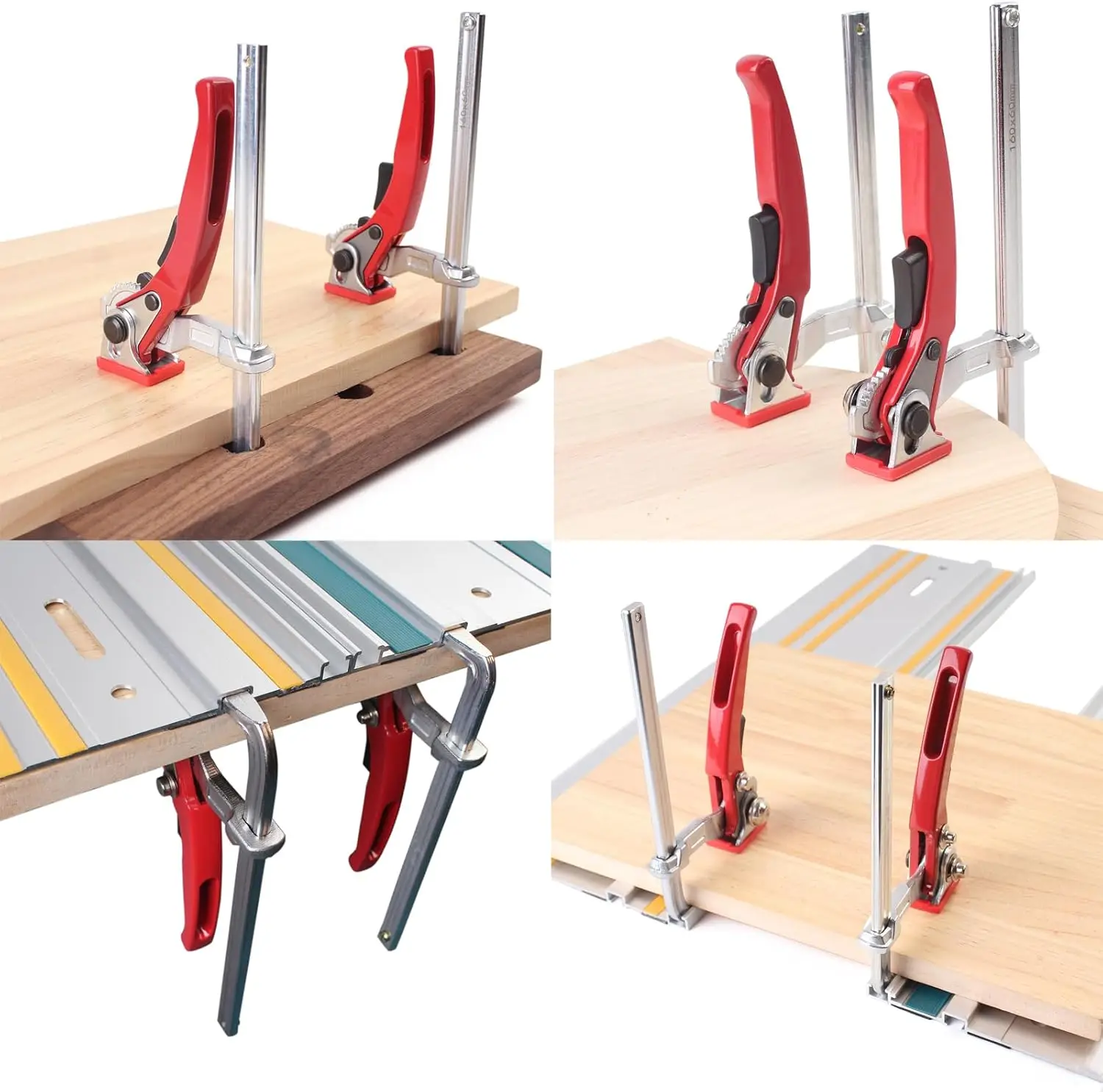 2PCS 160x60mm Quick Guide Rail Ratchet Clamp Woodworking F Clamp Quick Clamping For MFT and Guide Rail System Hand Tools