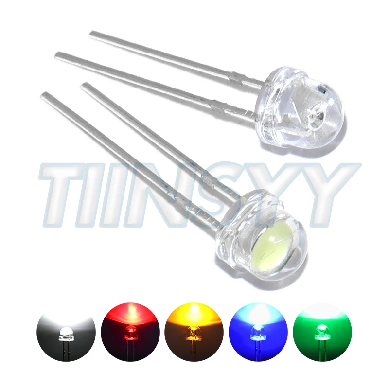 50pcs LED Diode F5 Super Bright Straw Hat LED 5mm Light Emitting Diodes Blue Green Red Yellow White, for DIY Electronic