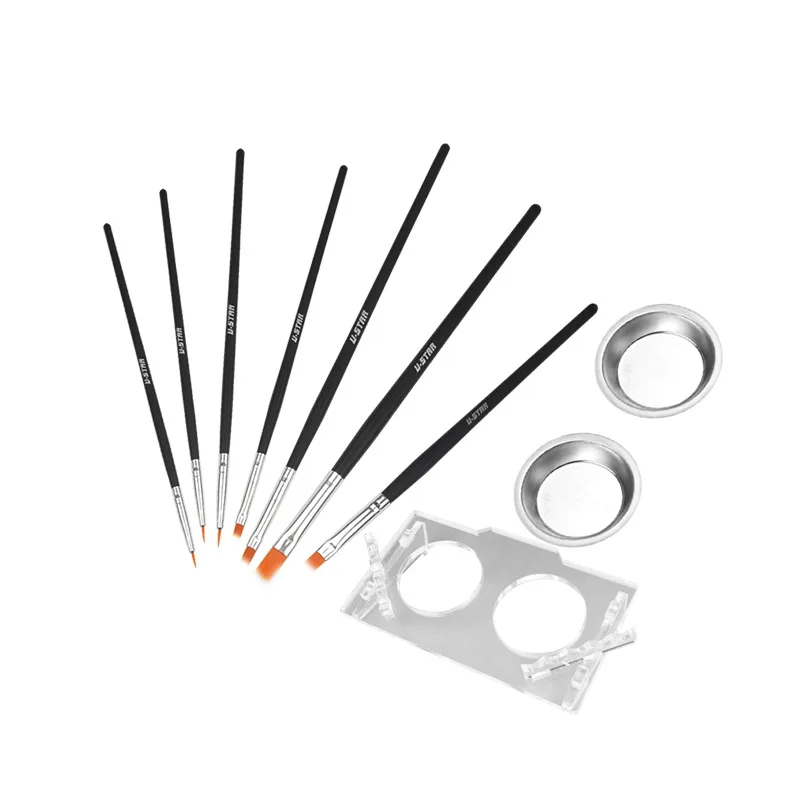 90023 Model Hand Painting Detail Brush & Mixing Set, Panel Line Pen, Liner Brush, Flat Shading Brush for Miniature Craft