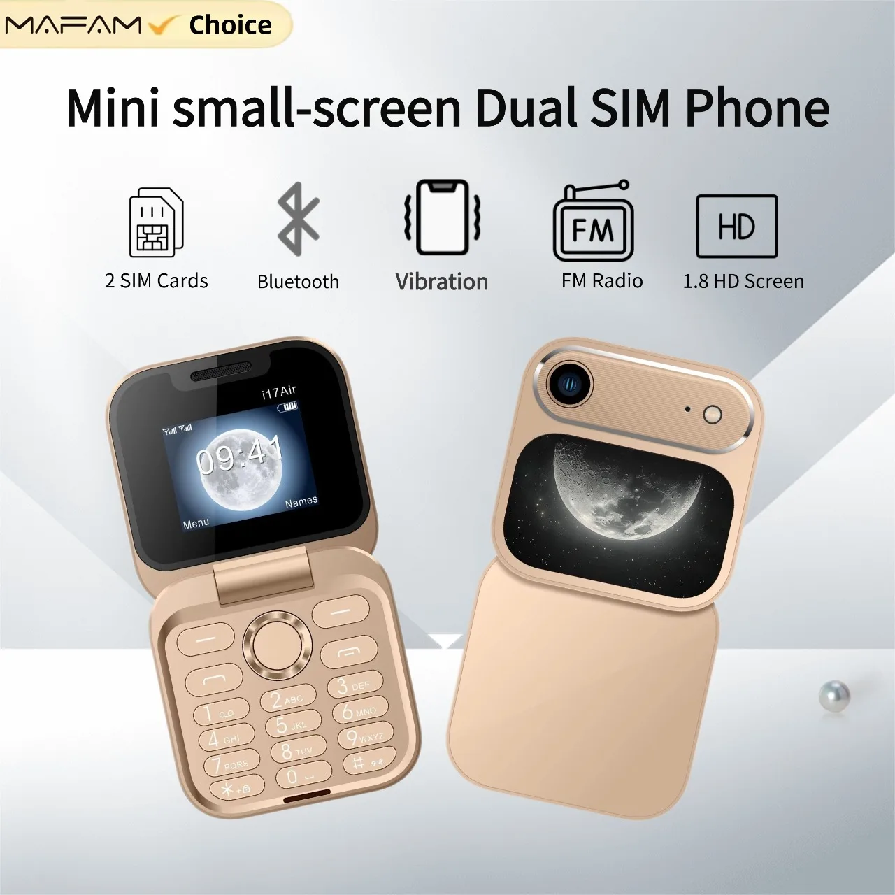MAFAM i17Air Palm CuteFlip الهاتف ماجيك صوت زر الضغط DualSim حجم صغير Blacklist الشعلة المحمولة مطوية الهاتف المحمول لكبار السن #1