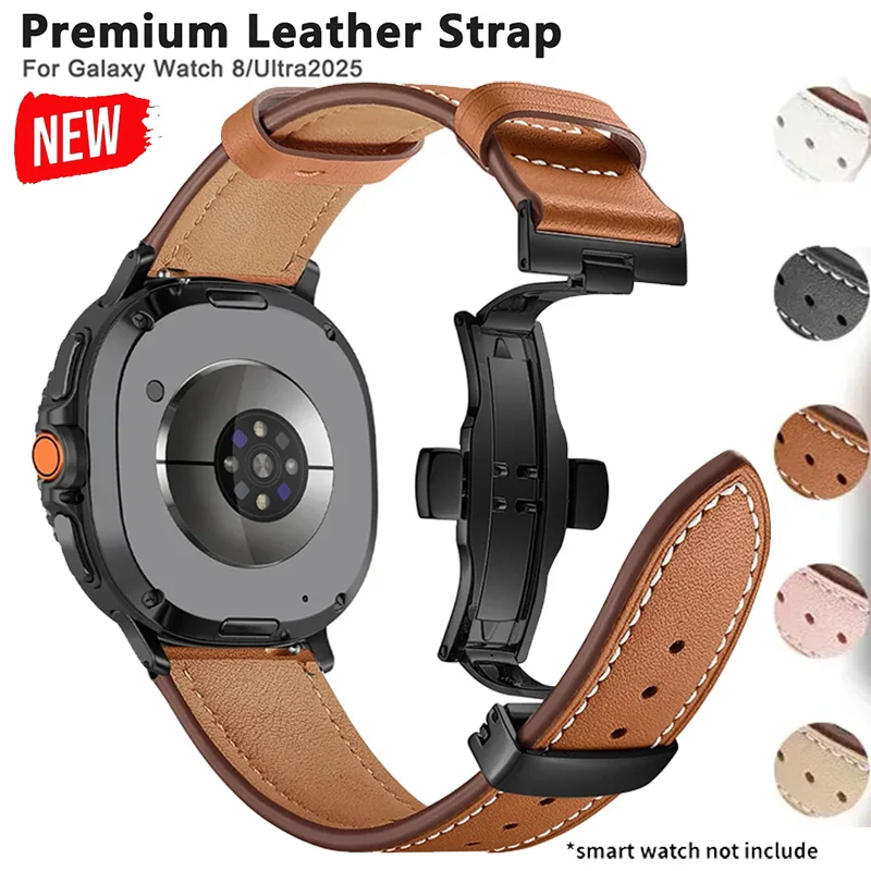 Premium-Lederarmband für Samsung Galaxy Watch 8 Classic 46mm 8 44mm 40mm Armband für Galaxy Watch Ultra (2025)