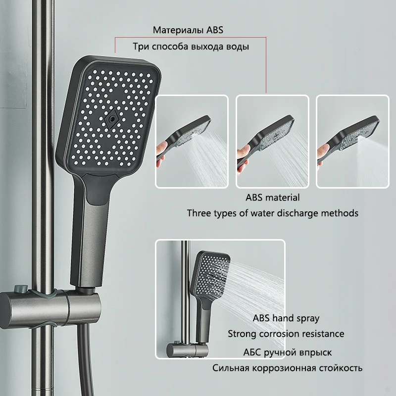 4 Piano Button Function Smart Digital Display LED Cold Hot Shower Faucet with 3 Modes Handshower 2 Modes Booster Spray Gun