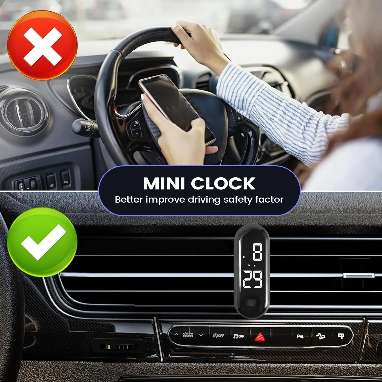 Luminous Motorcycle Car Clock Auto Internal Stick-On Mini Sport Waterproof Watch Mechanics Led Clocks Auto Ornament Accessories