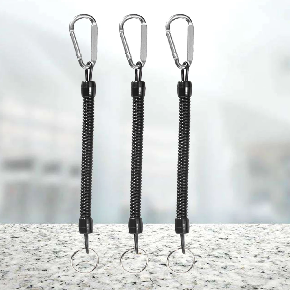 

3 Pcs Plastic Key Rings Holder Protection Ropes Retractable Security Gear Tools Elastic Tools Wire Cable Outdoor Camping