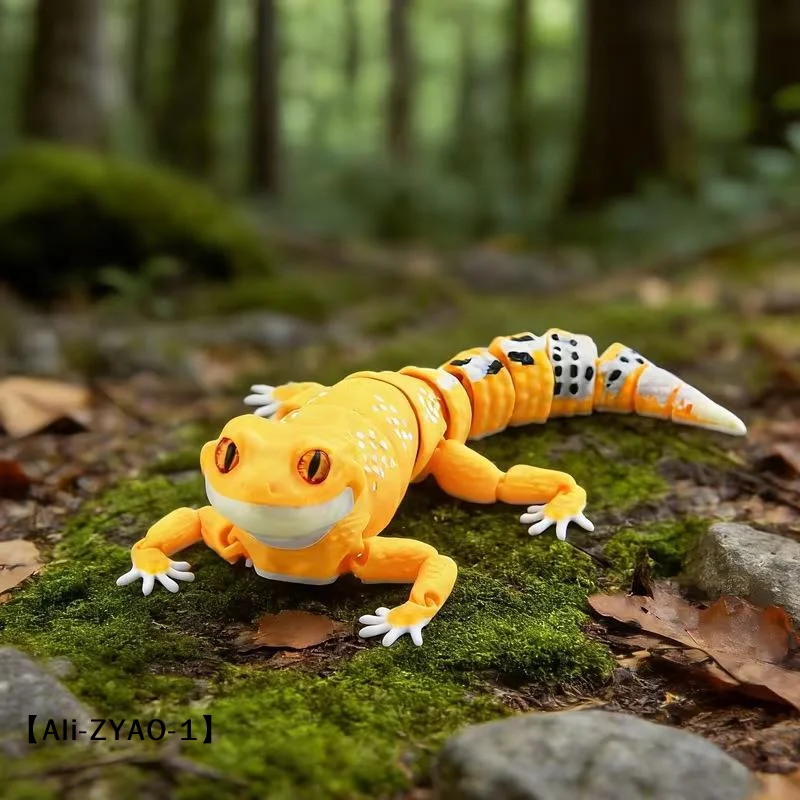 【O】3D Printed Multi-joint Movable Colorful Lizard Gecko Model With Realistic Eyes Desktop Ornament Home Decor Accessory view 5