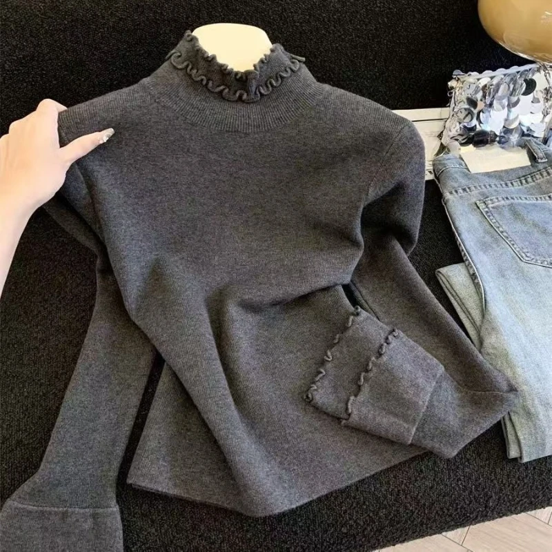 Subculture Solid Slim Streetwear Pullovers Autumn Korean Fashion Casual Long Sleeve Women Clothing American Vintage Jumpers Chic