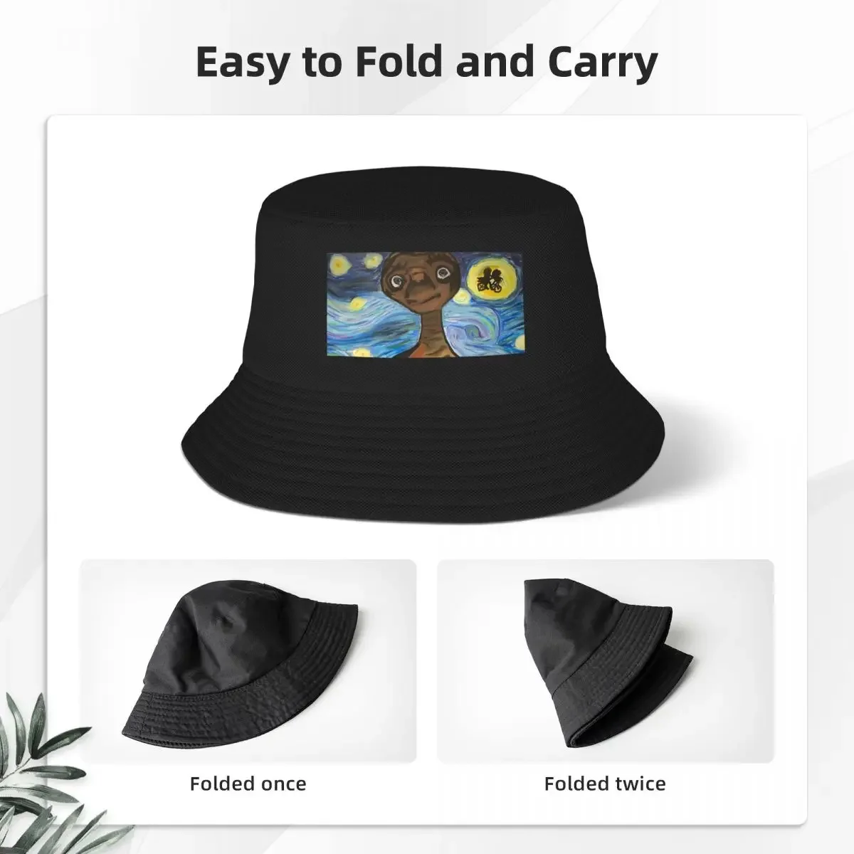 ET Dressed As Mona Lisa On A Starry Night Bucket Hat Panama For Man Woman Bob Hats Cool Fisherman Hats Summer Beach Fishing Caps