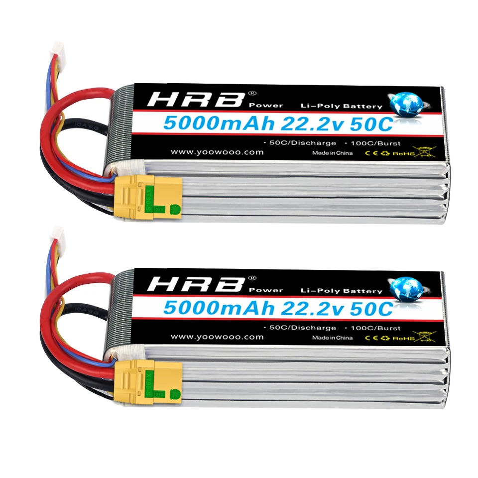 HRB 6S 5000mAh Lipo Battery XT90-S Anti Spark Connector 50C 22.2V Drone Battery Quadcopter Helicopter Airplane Car Boat Truck