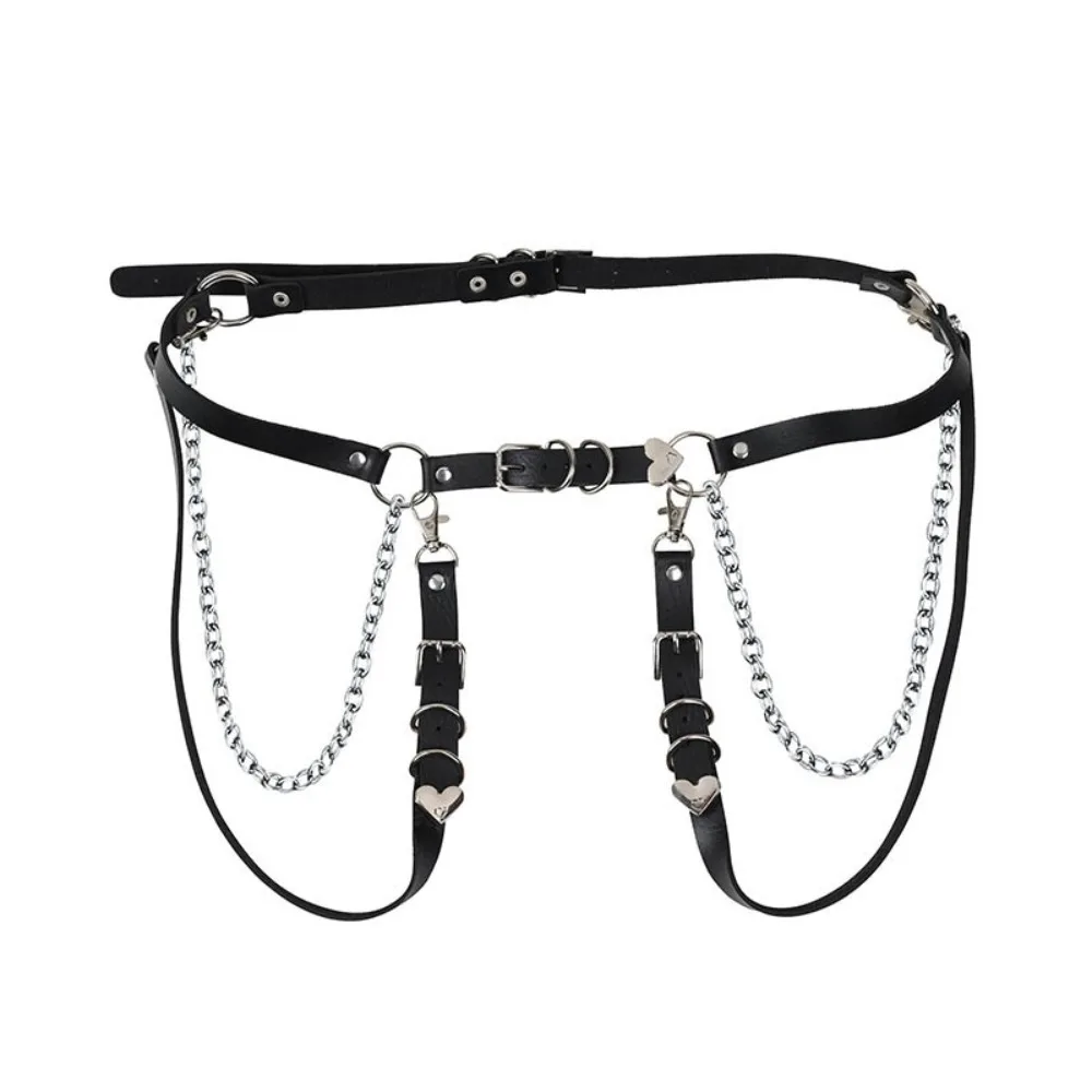 

Personality Metal Skirt Belt Punk Hip Hop Waist Chain Shoulder Strap Heart JK Leg Loop Dress Accessories