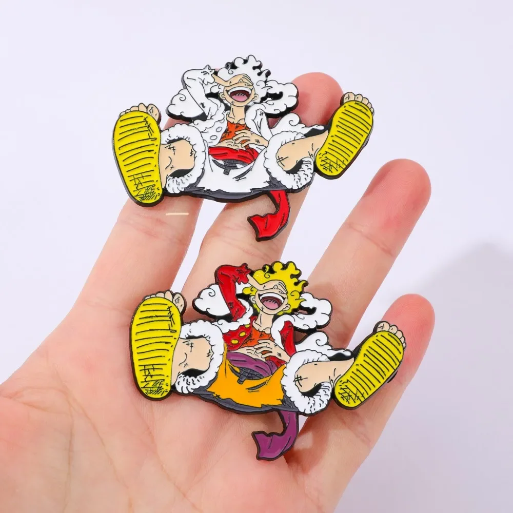2 Pcs Anime Derivatives Brooch Exquisite Handsome Luffy Enamel Pin Metal Badge Jewelry Backpack Clothing Accessories Gift view 4