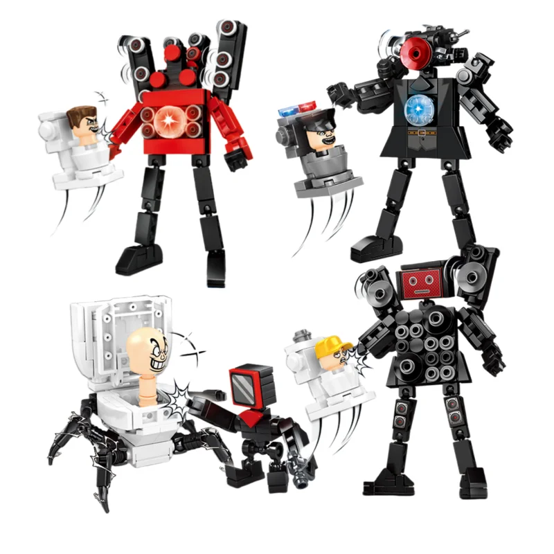 

Skibidi Toilet Surveillance Clock Man Titan TV Compatible Building Blocks Mini Model Action Figures Toy Christmas Halloween Gift