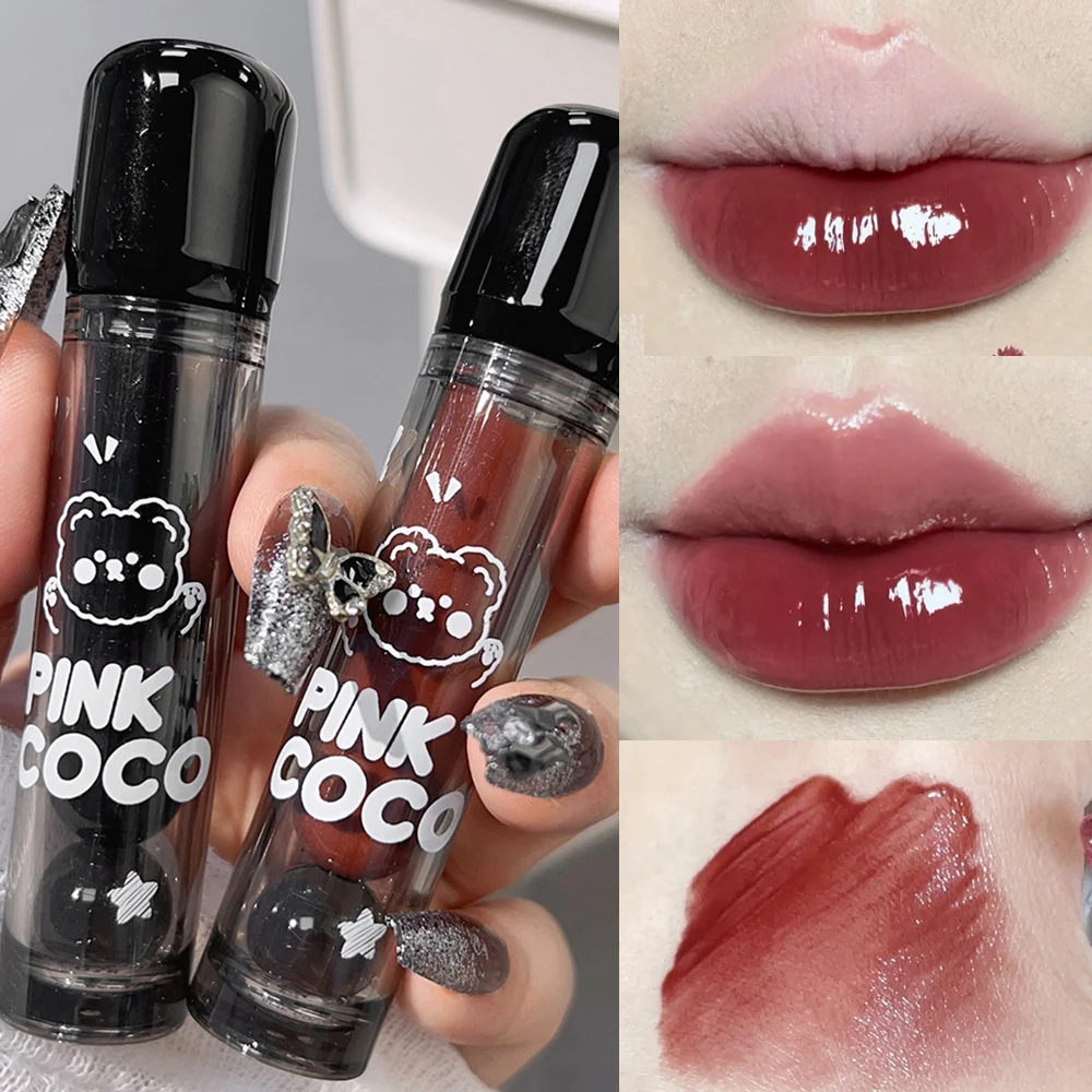 Vochtinbrengende Water Licht Zwart Spiegel Lipgloss Waterdichte Donkerrode Thee Bruine Vloeibare Lippenstift Blijvende Lip Tint Make-Up Cosmetica