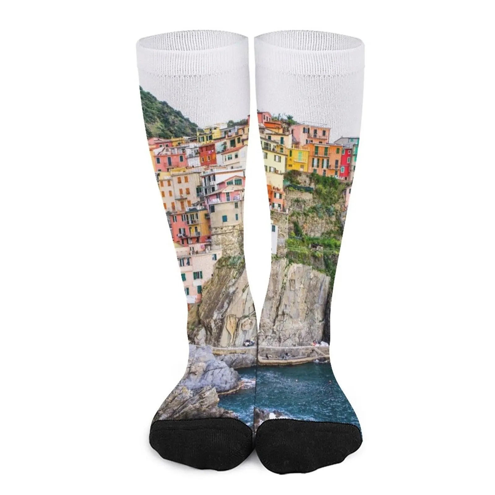 Italy_Cinque Terre marina. Chaussettes photographiques Ocean Cliffs pour hommes, tapisserie, chaussures, Noël