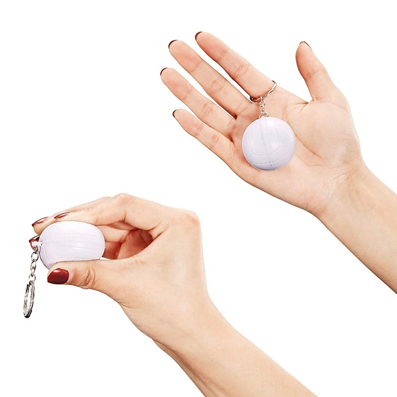 100Pcs White Volleyball Keychains,Mini Volleyball Stress Ball Keychains Sports Ball Keychains School Carnival Reward