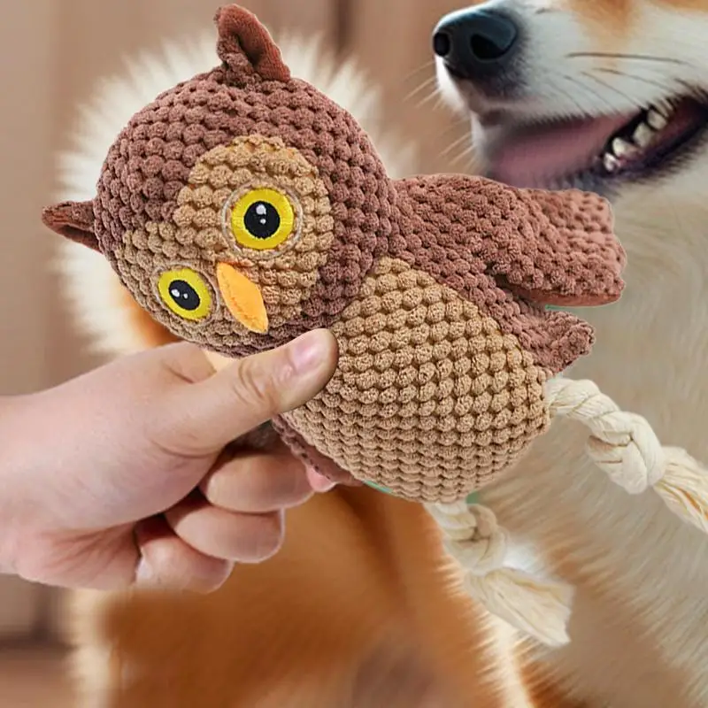 Owl Dog Toy Interactive Puppy Toys Dog Toys Animals Chew Toy Interactive Soft Squeaky Puppy Toys For Small Medium Large Dogs Pet