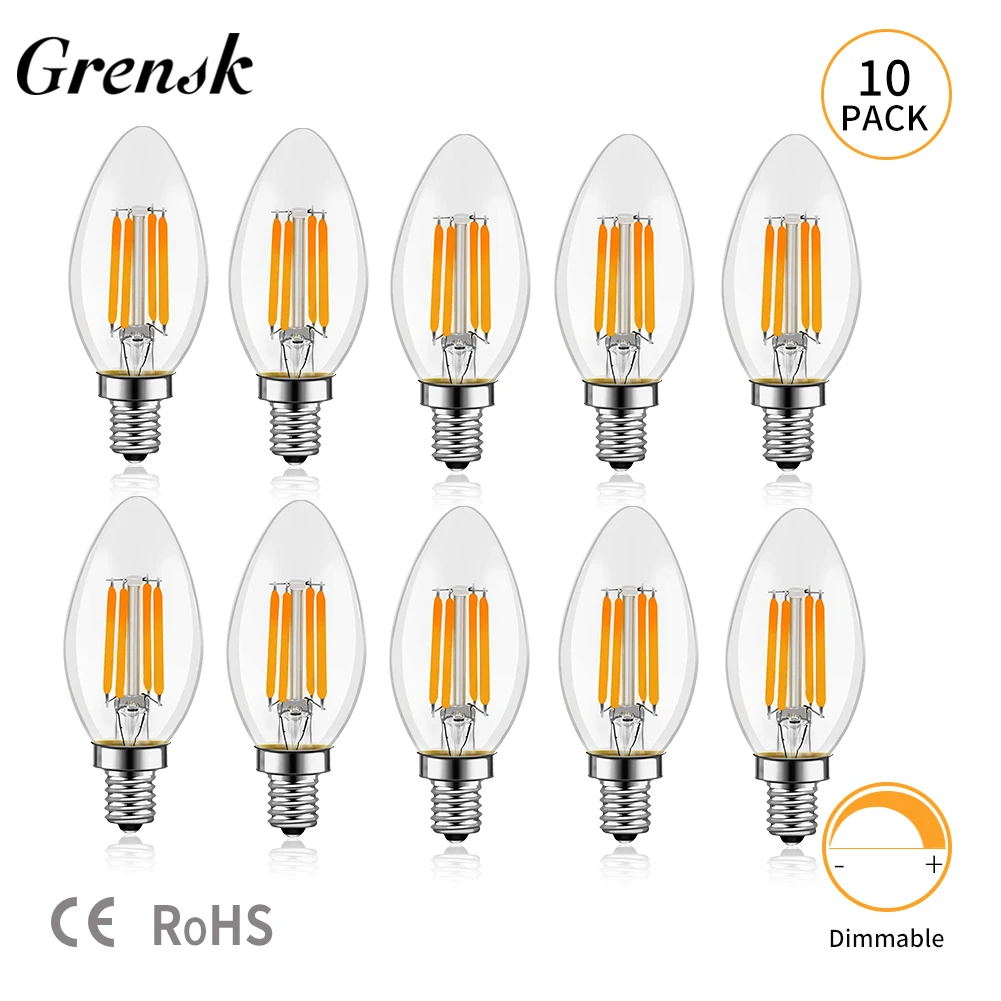 C35 Mum Led Ampul E14 Şamdan Tabanı 4W 6W Kısılabilir Edison Ampul 2700K Sıcak Soğuk Beyaz 6000K Avize Yedek Lamba