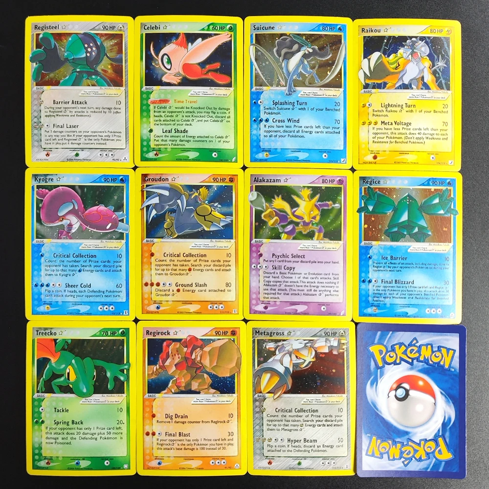 

11 шт. английские коллекционные карты Pokemon Treecko Suicune Raikou Regice, самодельная одиночная карта, классическая игра, аниме-карты, подарочные игрушки