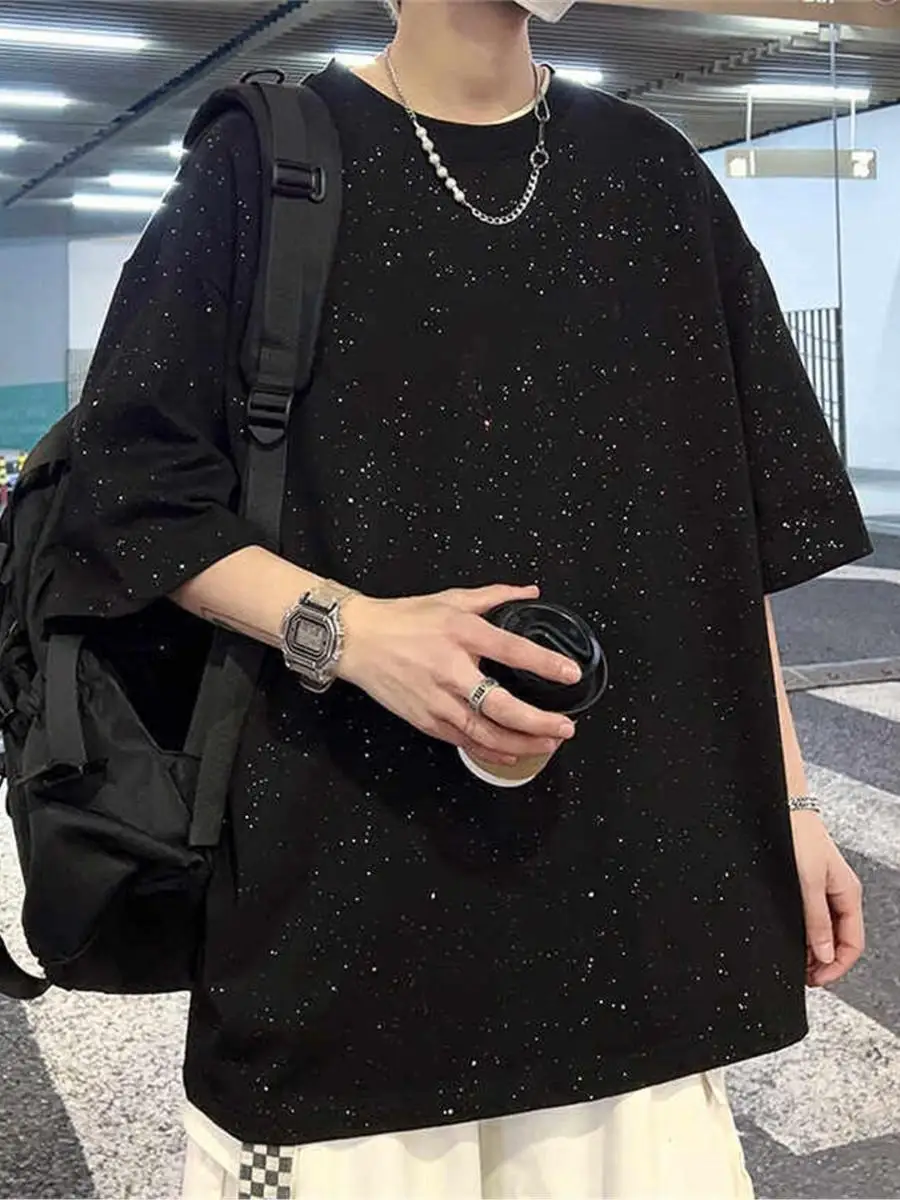 夏用メンズ半袖tシャツ-アメリカンスタイル-綿00-ルーズフィット-ヴィンテージデザイン-星柄-カジュアルトップス