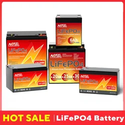 12V LiFePO4 Lithium Battery Built-in BMS 6Ah 10Ah 12Ah 20Ah 25Ah 30Ah Iron Phosphate Rechargeable Deep Cycle Series Parallel
