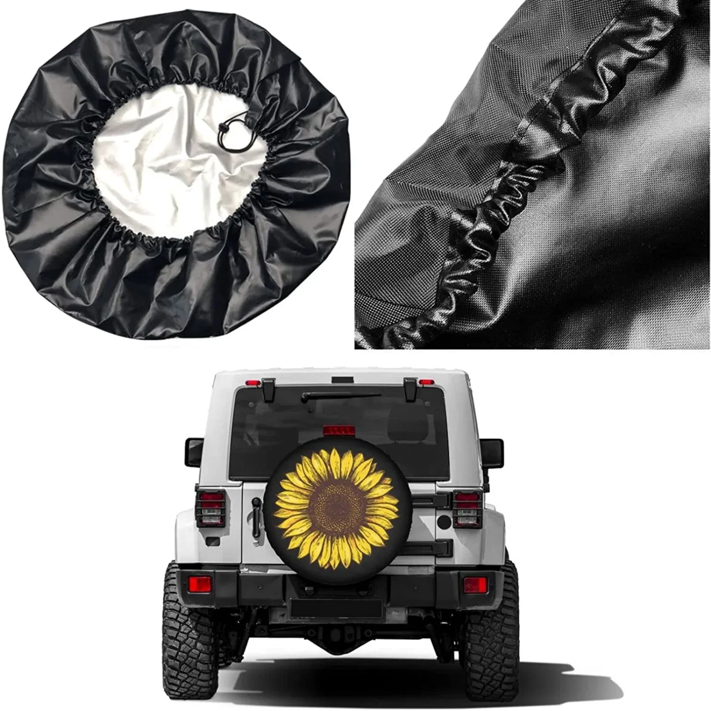 Foruidea Retro Sunflower Spare Tire Cover Waterproof DustProof Wheel Tire Cover Fit for Car,Trailer, RV, SUV and Many Vehicle