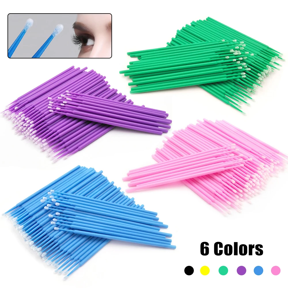 100pcs Disposable Cotton Swab Eyelash Extension Tools Mascara Applicator Tipped Brush Cream Remove Cotton Bud Makeup Accessories