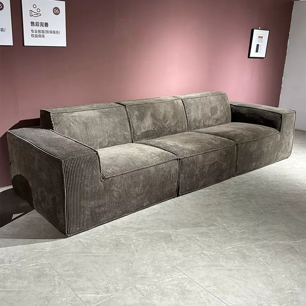 MANBAS Vacuum Compressed Tofu Block Cloth Sofa, Corduroy Fabric Couch, Living Room Designer Internet Famous Style Sectional Sofa