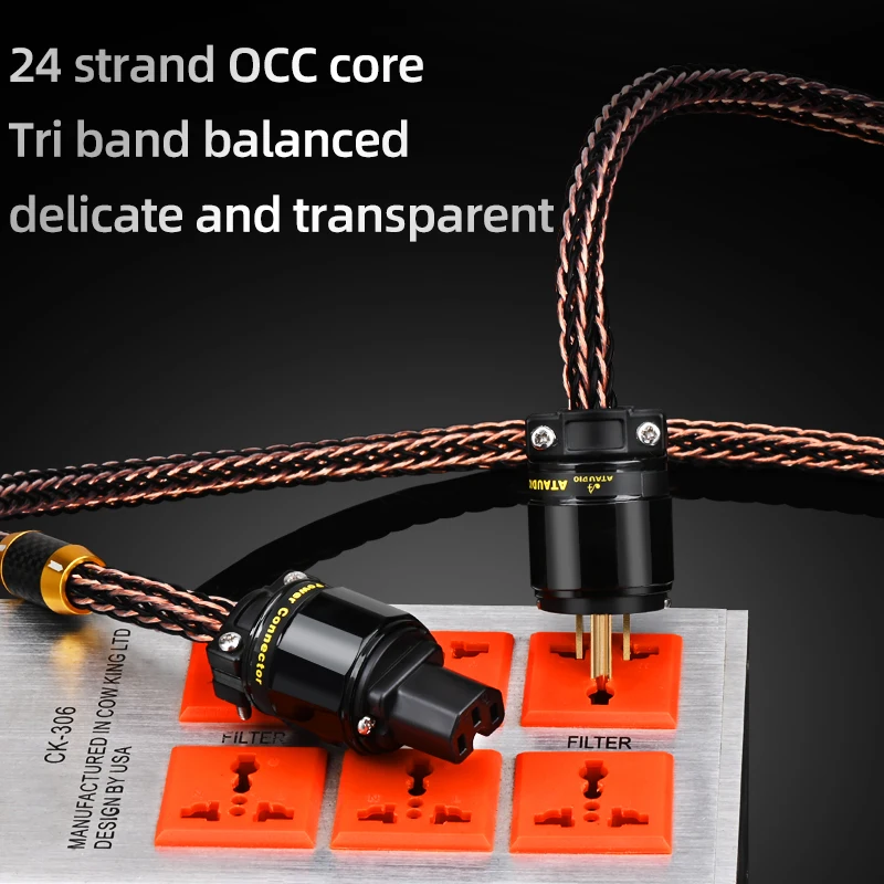 Kabel zasilający HIFI audio CD wzmacniacz 6N OCC wtyk zasilający kabel HIFI AC kabel zasilający US EU AU — zdjęcie produktu 6