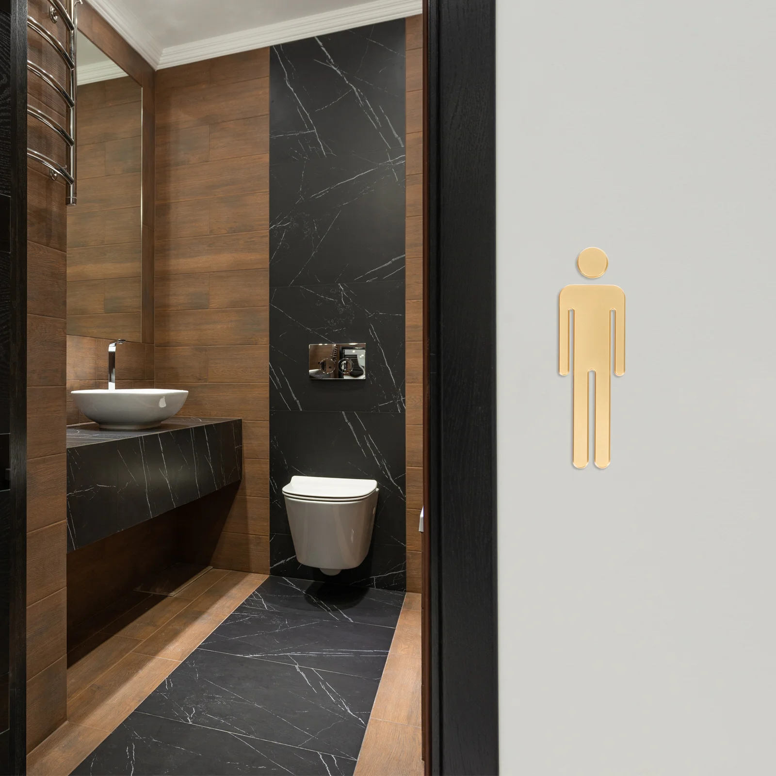 여성 남성 화장실 식별을위한 2pcs 아크릴 화장실 표지판 화장실 표지판 플레이트 세련된 욕실 액세서리