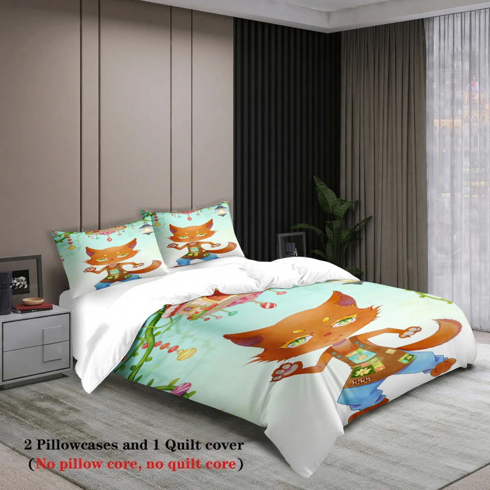 Lovely Bedding Set Softville Cozy Town Cute Fern the Quilt Fox With Duvet Cover & Pillowcase For Children's Bedroom Decor