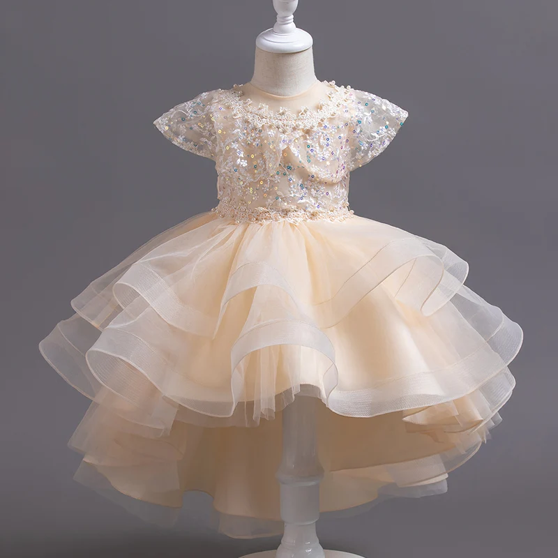 T245 Girl\'s Clothing Princess Dress Girl Wedding Dress Kids Baby Evening Trailing Dress