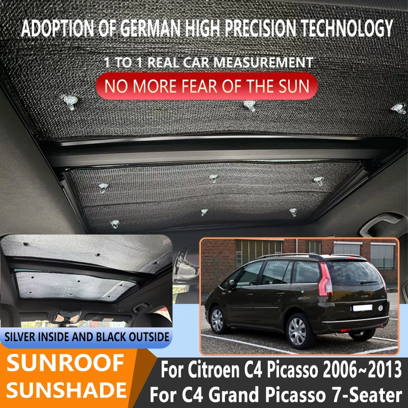 

Изоляционный козырек на крыше для Citroen C4 Picasso 2006 ~ 2013, 7-местный солнцезащитный козырек с защитой от УФ-лучей, автомобильная панорамная крыша, теплозащитный экран, окно